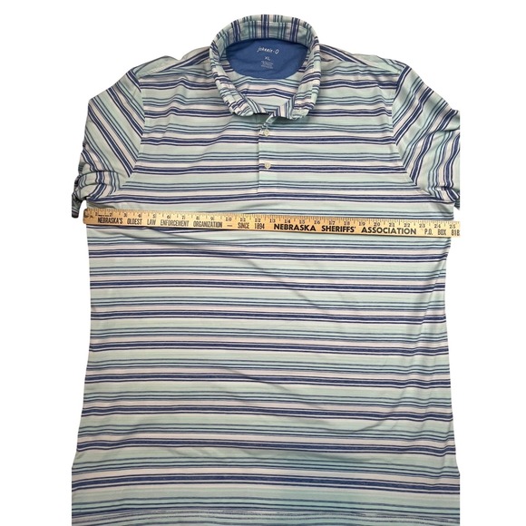 Johnnie-O EUC Polo Shirt Men's XL Blue Green Striped Dutton JMPO5110 Cay color - Picture 6 of 11